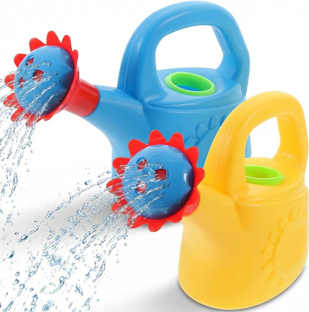 NUOBESTY 2 Pack Kids Watering Can Bath Toys, Plastic Chicken Water Pail for Toddler Gardening, Beach Sand Play & Bathtub Fun, Cute Animal Watering Pot for Outdoor Indoor (Random Color)