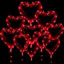 EPDPLAY 10 PCS Light Up Heart LED Balloons, Red Heart Shaped Clear Helium Bobo, Glow Bubble With 10 PCS String Lights for Wedding Birthday Party Decoration (Red)
