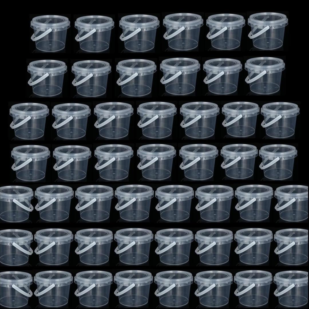 50pack 10oz Slime Containers, 300ml Empty Plastic Storage Jars with Water-Tight Lids and Handle, Mini Storage for DIY Crafts, Candy, Beads, Lotion