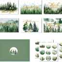 Green Forest Thank You Cards with Envelopes & Stickers 24 Pack Watercolor Nature Design Blank Greeting Card for Holiday Wedding Baby Shower Birthday Supplies, 7.87 * 5.9inch