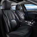 Coverado Seat Covers, Car Seat Covers Front Seats, Premium Nappa Leather Seat Covers for Cars, Waterproof Car Seat Protector with Lumbar Support, Front Seat Covers Universal Fit for Most Cars (Black)