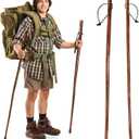2 Pack Wood Walking Stick, 48 in Natural Wooden Walking Cane, Rustic Cedarwood Hiking Sticks Trekking Poles with Wrist Strap and Rubber Tip for Outdoor Activities, Women, Men