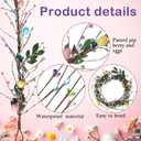 Yerliker 28 Pcs 6.6ft Lighted Easter Garland Sets with Artificial Spring Lighted Garland Spray Vine Foam Eggs and Berries 13ft 40 LED Battery Operated Easter Decor for Spring Party Mantel