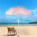 6.5ft Portable Beach Umbrellas for Sand Beach UV 50+ Umbrella with Tilt & Steel Pole, Protection with Heavy Duty Anchor, Patio Umbrella with Carry Bag