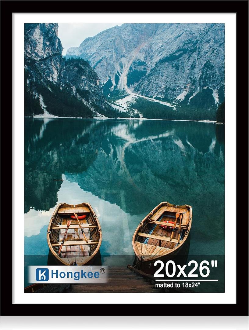 Hongkee 20x26 Picture Frame, Black Wood Style, Wall Mounting