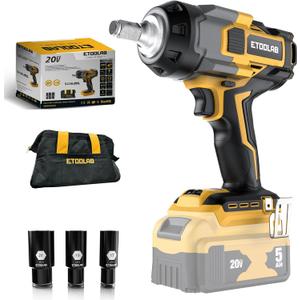 Impact Wrench 1/2 inch for DeWalt 20v Battery, Impact Wrench 750Ft-lbs(1000N.m) High Torque Brushless Electric Impact Gun, Power Impact Driver with 3-Mode Speed, LED Work Light(no battery) (Yellow)