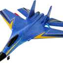 Remote Control Airplane for Kids, 2 Channels Foam RC Planes Jet Wireless Toy,Hobby RC Glider Aircraft for Beginners Teen Boys Girls Adult Blue