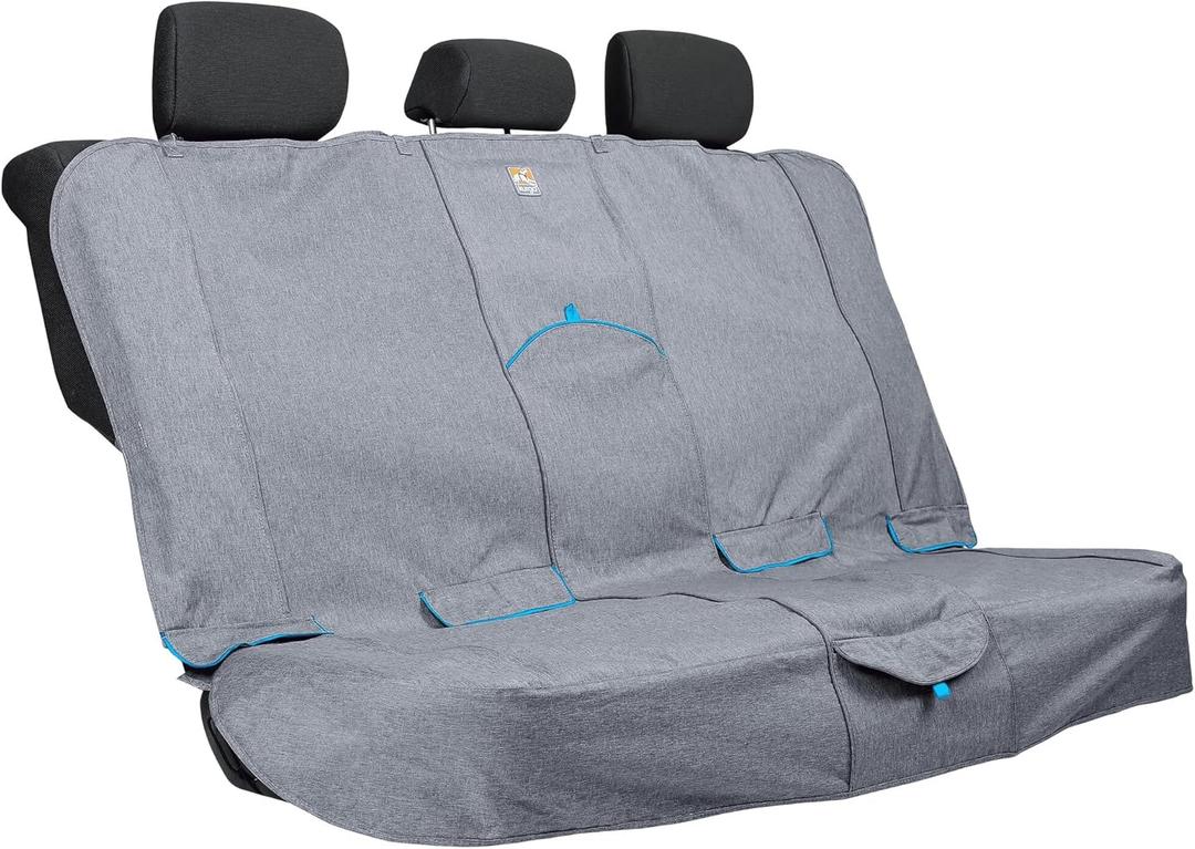 Kurgo Heather Bench Seat Cover - Waterproof Car Seat Protector for Dogs - Stylish Two-Tone Fabric - Stain Resistant Cover - Secure Fit - Durable Travel Gear - Heather Charcoal Grey