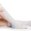 Doc Miller TED Hose Knee High Anti Embolism Stockings for Women & Men, Hospital Style Surgical Stockings, Plus Size White Compression Socks 15 - 20 mmHg, Support Hose with Inspection Hole, L