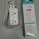 KMC 2-Outlet Mini Surge Protector Power Strip, 1 USB-C & 2 USB-A Ports, 245J Surge Protection, 5ft Braided Cord, 3-Prong Low-Profile Flat Plug, UL/ETL Certified, White