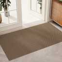 Indoor Door Mat 36"x60"(Rolled-Up, No Creases), Dirt Trapper and Absorbent Door Mats, Non-Slip Washable Entrance Mat, Low Profile Floor Mats for Front Back Door and Entryway, Light Brown