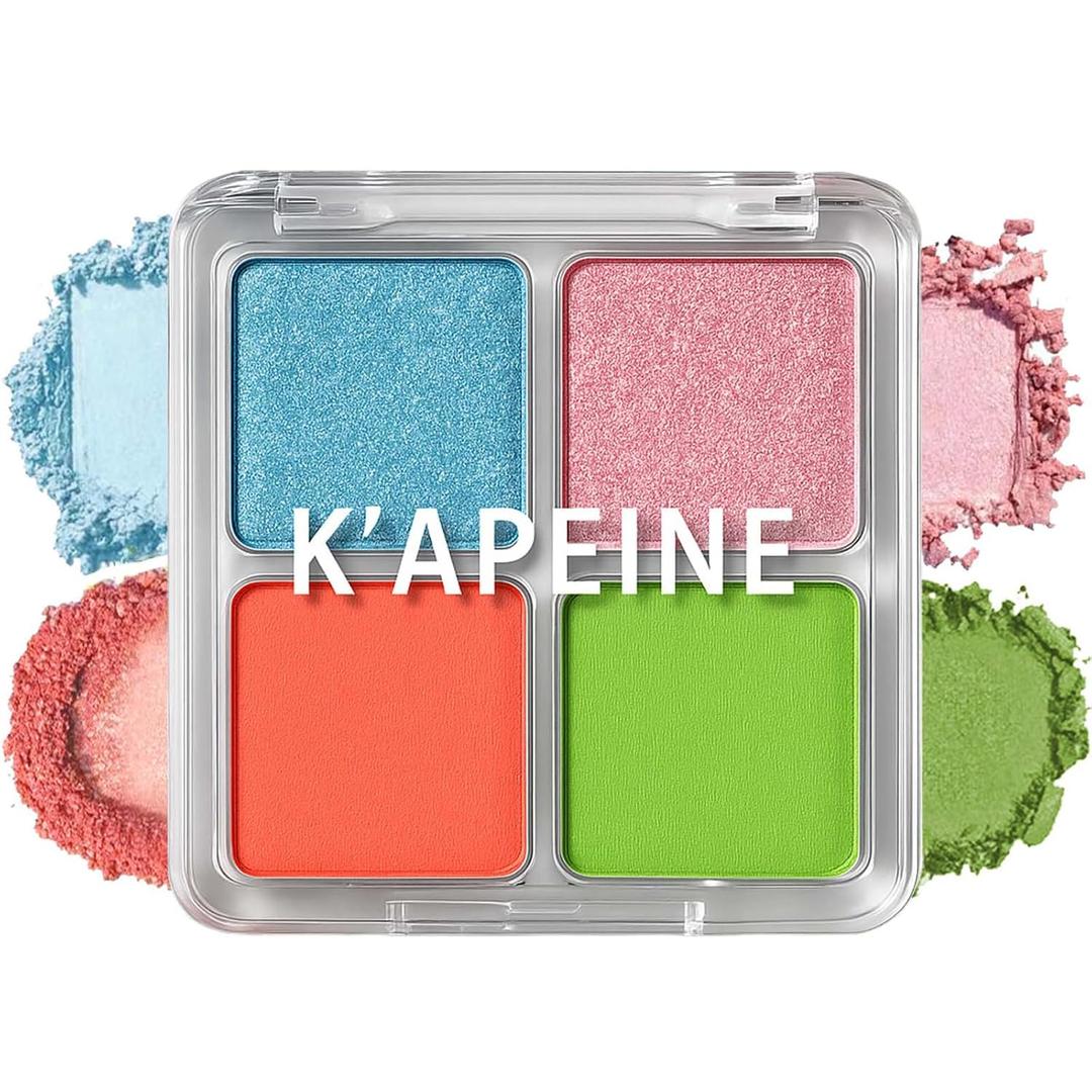 2 x K'APEINE Matte Eyeshadow Palette, 4Colors Eyeshadow Makeup Kit Candy Color Eye Shadow Palette Highly Pigmented Long-Lasting Eyeshadows Quad for Women Girls Party,Music Festival, Stage Performance