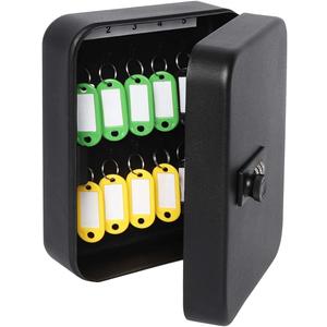 Decaller 20 Key Storage Lock Box with Code, Wall Mount Metal Security Key Cabinet with Combination Lock, 7.87" x 6.30" x 2.95", Black
