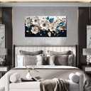 Large Canvas Wall Art for Living Room Bedroom Home Office White and Blue Floral Wall Art Botanical Picture Modern Framed Artwork Flower Canvas Prints 20x40 In