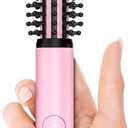 Farery Mini Thermal Brush 3 Temperature Adjustable, 3/4 Inch Travel Curling Iron for Short Hair, Heated Round Brush for Touch ups and Small Curls, Travel Size Curling Wand, Dual Voltage, Pink