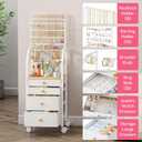 SWTYMIKI Large Jewelry Organizer Stand - Multifunctional Rack Tower for Necklace, Earring, Ring & Bracelet Display - Moveable Storage Jewelry Holder Stand with 4 Nonwoven Drawers for Bedroom White