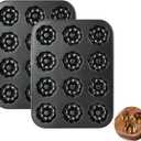 2 Pack Mini Bundt Cake Pans for Baking, 12-Cavity Nonstick Mini Bundtlette Baking Mold, Heavy-Duty Carbon Steel, Oven-Safe to 450 Versatile Fluted Bake Pan for Muffins, Brownies, Cupcakes, Mini Cakes