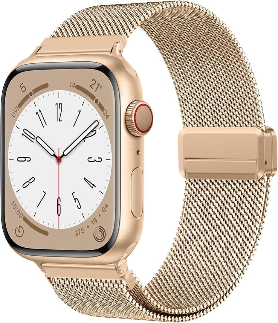 Zedoli Magnetic Metal Band Milanese Loop Compatible with Apple Watch Bands 40mm 41mm 38mm 42mm 44mm 45mm 46mm 49mm Women Men,Stainless Steel Strap for iWatch Band Series SE 11 10 9 8 7 6 5 4 3 2 Ultra