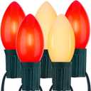 Vintage C9 LED Christmas Lights Outdoor, 100 Feet C9 String Light with 100 Shatterproof C9 Bulbs, Waterproof Connectable Christmas Tree Lights for Outside Roofline Patio Xmas Decor, Red & Warm White