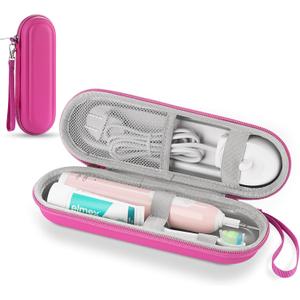 Toothbrush Travel Case for Oral B/Oral-B Pro 1000 1500 5000 7000 & Philips Sonicare 4100 1100 5300 5100 6100/iO Electric Toothbrush, Hard Protective Storage Bag (Pink)