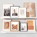 White Picture Ledge Shelves for Wall, 4.5" Deep Wood Floating Shelves with Lip for Bedroom, Living Room, 30" Width, Color White Set of 2