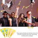 36 Pieces Glitter Metallic Fringed Noisemakers Musical Party Blowers Blowouts Whistle Party Blow Horns for New Years Birthday Party Supplies Sporting Event Celebrations (Pink, Blue)