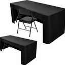 Nasitos 2 Pack Fitted Black Tablecloth for 4 Foot Tables - Open Back Washable Fabric Table Topper for Trade Show, Craft Show, Events, Vendor Booth (4FT|2 Pack)