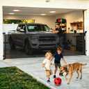 160" Extra Wide Retractable Baby Gates, 42" Extra Tall Retractable Dog Gate Pet Gate with Support Rods, Long Mesh Screen Child Safety Gate for Garage Doorways Hallways Deck Porch, Outdoor Indoor Use