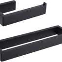 GERZWY Bathroom Accessory 2-Piece Set SUS 304 Stainless Steel Toilet Paper Holder Towel Ring Wall Mount, Matte Black HG1708-2BK