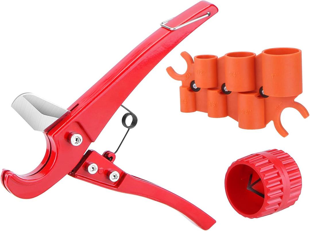 Tubing Cutter 1/8" to 1-3/8" for Pipe Copper PVC with Extra Blade and Reamer, Depth Gauge and Pipe Deburring Tool Kit, 1/8'' to 1-5/8'' Inner Outer Reamer Pipe Tubing Chamfer Tool for PVC PPR Aluminum