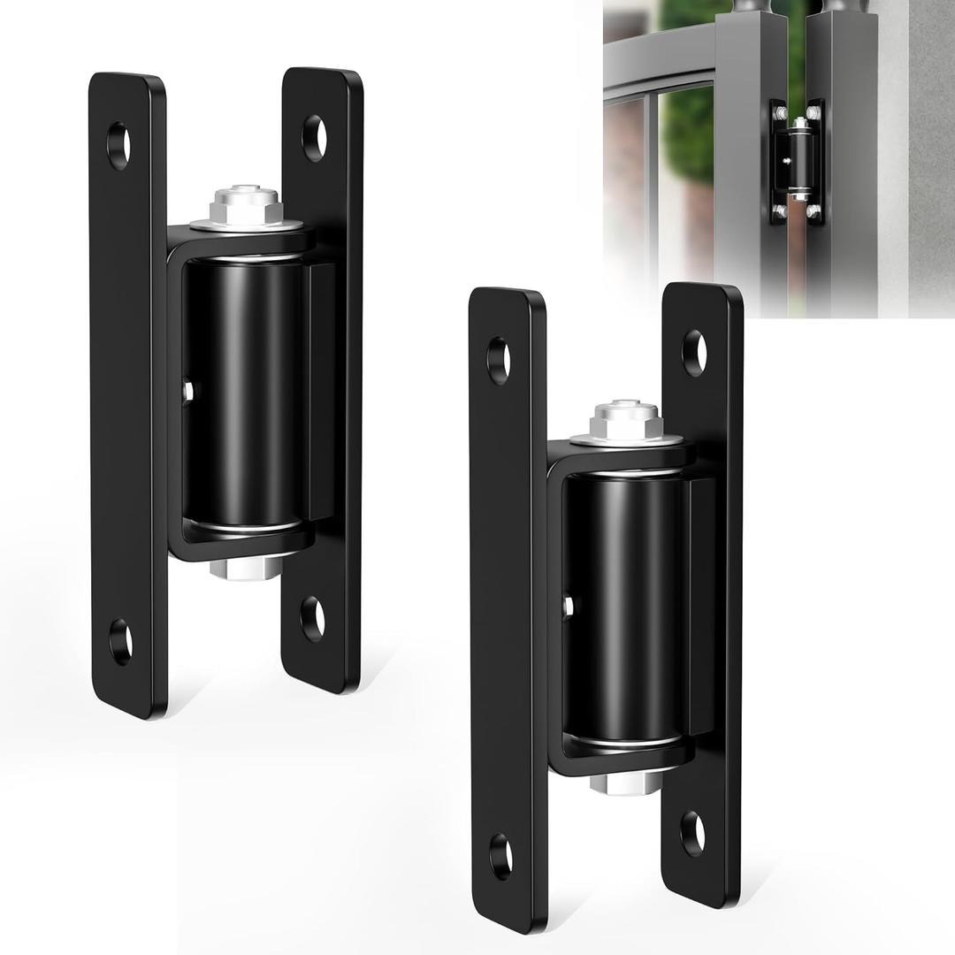 7" Heavy Duty Gate Hinges, 2 Pack High Strength Steel Wall Mount Gate Hinge 1100LBs Load Capacity, Black Gate Hinges for Metal Fence Farm Wood Gates