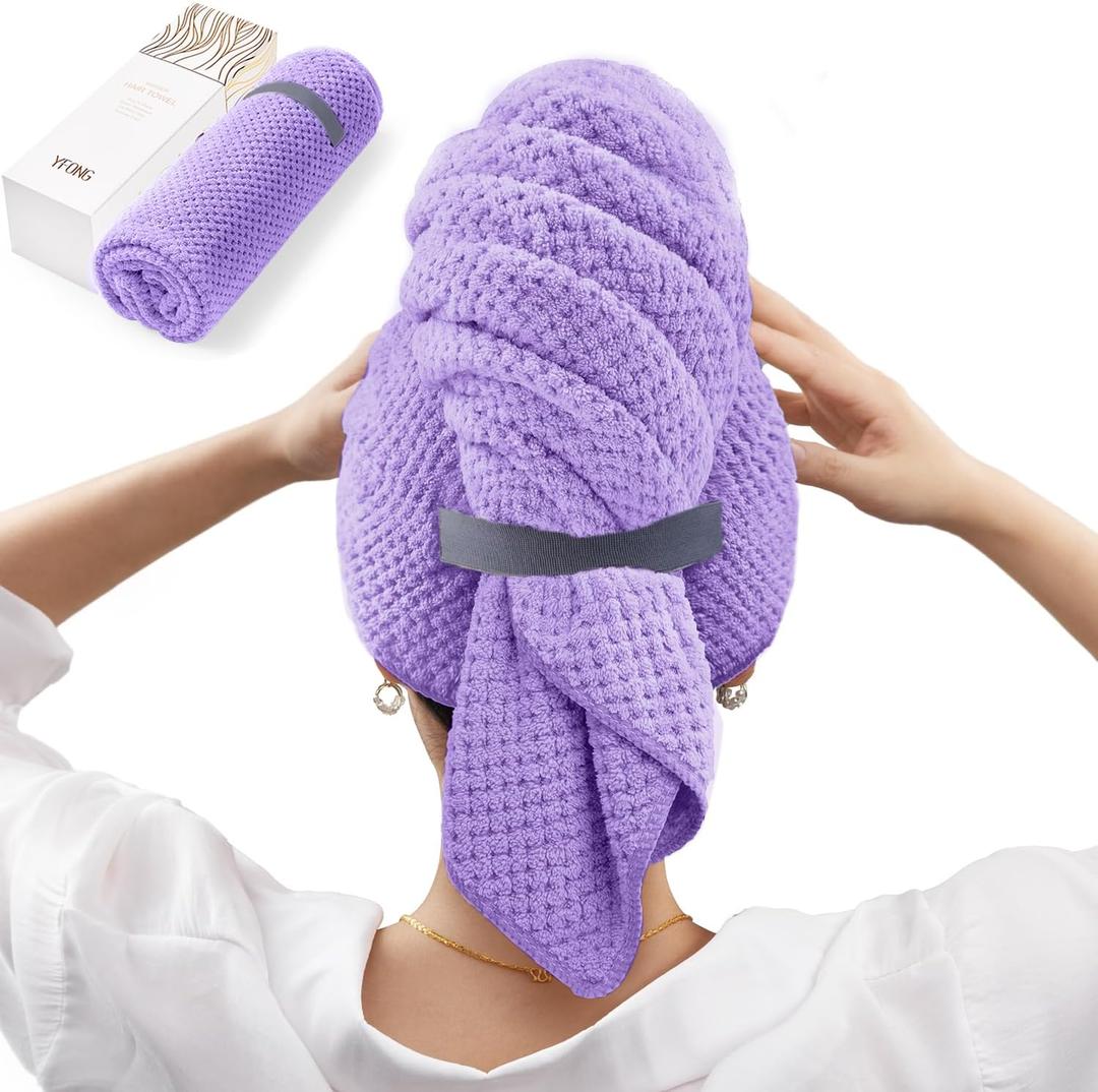 YFONG Larger Microfiber Hair Towel Wrap for Women, 30" X 40"Super Absorbent