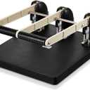 Harloon 3 Hole Puncher for Binder Metal 150 Sheet Capacity 13 x 12.2 x 6.2 Inch Black Silver Paper Punch Large Heavy Duty Puncher Lever Handle for Office Essentials Accessories Print Shops Home