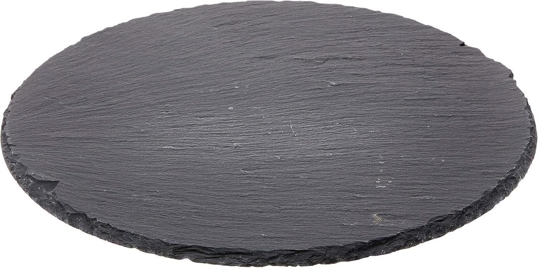 Cilio Slate Round Cheese Board, Natural Stone Tray for Serving Cheese, Charcuterie, Sushi, Appetizers, and More, Black, 11" diameter