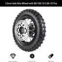 12mm Axle Rim Wheel with 80/100-10 3.00-10 Tire Tube+420 Rear Chain Sprocket+brake disc For Apollo SSR 70cc 110cc 125cc XR CRF Dirt Pit Bike Mini Motorcycle