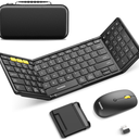 Foldable Keyboard and Mouse, Samsers Folding Bluetooth Keyboard Combo, 2.4G + BT5.0 x 2, FullSize Portable Travel Keyboard & USBC Rechargeable Wireless Mouse for Windows Android iOS Mac OS