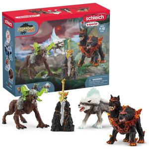 Schleich Eldrador Creatures - 5PC Fantasy Creature Set - Ice Wolf, Lava Hound, Rock Beast and Sword Figure Playset - Animal Monster Figurines for Boys and Girls - Durable Toys for Kids Ages 7+ | 72179