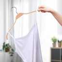 JS Hanger Lightweight Non Slip Wooden Hangers - 30 Pack Heavy Duty Wood Coat Hangers with Soft Stripes for Camisole, Jacket, Dress Clothes, Sweater, Natural Finish