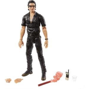 Jurassic World Amber Collection Dr. Ian Malcolm 6-in Action Figure, Swappable Hands, Movie-Inspired Radio, Flare & Water Cup Accessories, Collectible Gift for 8 Years Old & Up