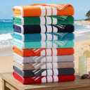 Superior Cotton Cabana Striped Beach Towels, Colorful Towels for Adult, Kid, Pool, Swimming, Sand, Travel, Large Oversized, Absorbent, Fast Drying, Bath Basics, Cabana Collection, 1 Piece, Coral
