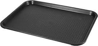 Rectangular Plastic Serving Trays,Fast Food Serving Cafeteria Trays,16"X12",Set of 1 (Black)