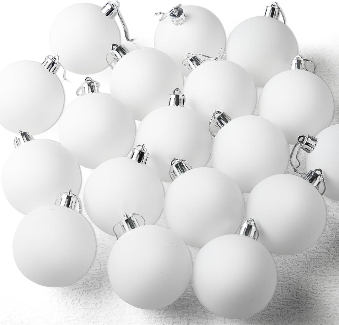 JOYIN 18 Pcs Christmas Ball Ornaments Blank White, Ball Ornaments for DIY Art & Craft Christmas Tree Decoration Shatterproof for Xmas Party Favors Supplies Presents