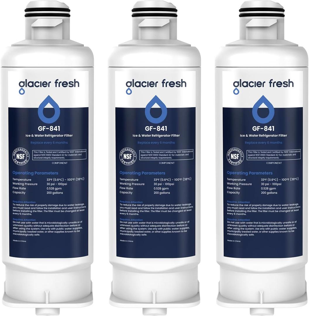 GLACIER FRESH Replacement for DA97-17376B Refrigerator Water Filters, HAF-QIN, HAF-QIN/EXP, DA97-08006C, RF23M8070SG, RF23M8070SR, RF23M8090SG, RF23M8090SR, RF23M8570SR, RF23M8590SG (3 Pack)