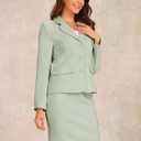 Allegra K Women 2 Piece Skirt Set Suit Business Blazer and Pencil Skirt Office Work Interview Church Outfits (Green, Medium)