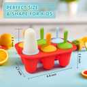Miaowoof Silicone Popsicles Molds for Toddlers, 6-Cavity Non-BPA Premium Silicone Small Popsicle Molds, Ice Pop Mold with 6 Colorful Reusable Sticks for Kids (Red)