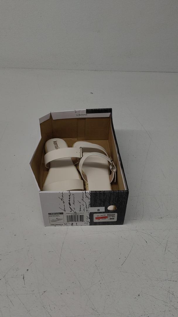 Kensie White Sandals with Adjustable Straps and Padded Footbed Size 8