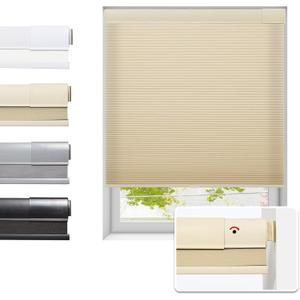 No Drill Cellular Shades for Indoor Windows, Thermal Insulating & Noise Reducing Honeycomb Blinds, Free Stop Cordless Light Filtering Shades, Beige,25" W x 64" H