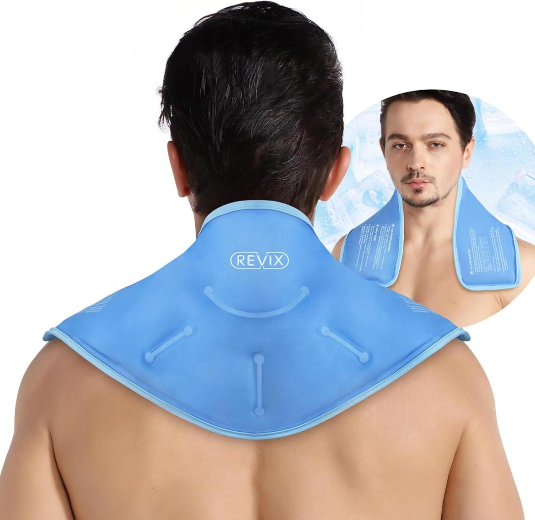 REVIX Neck Ice Pack Wrap Reusable Hot Cold Gel Pack for Neck and Shoulder, Large Flexible Design with Soft Plush Lining, Cervical Gel Ice Wrap Ideal for Post-Workout Recovery, Fatigue & Relaxation