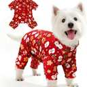 BAEJMJK Cute Christmas Dog Pajamas Stretchy Xmas Boy Girl Dog Clothes with D-Ring Holiday Pet Puppy Outfit Comfortable Warm Dogs Jumpsuit for Small Dogs Cats(Red,X-Large)