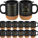 12 Set Christian Mugs Gifts Bulk Ceramic Coffee Cups with Bible Verses Appreciation Gifts for Men Women Employee Coworker Church Office, 15 oz (Black)